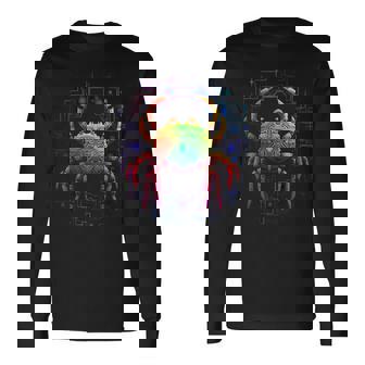 カニ曼荼羅動物モチーフアートカニ 長袖Tシャツ - Kawaiitshirt