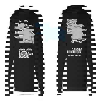 カバ くん Kaba【どうぶつフレンズ】動物園 ゆるくてかわいい キャラクター イラスト 長袖Tシャツ - Kawaiitshirt