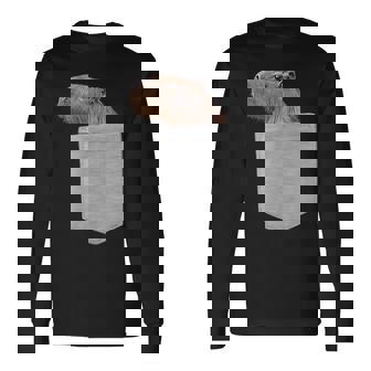 カピバラ フェイク ポケット カピバラ げっ歯類 げっ歯類 アニマル ノベルティ 長袖Tシャツ - Kawaiitshirt