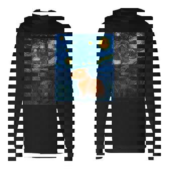 カピバラヴァンゴッホスターリーナイト 長袖Tシャツ - Kawaiitshirt