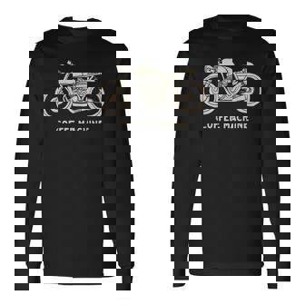 カフェレーサー 手描きバイクデザイン 長袖Tシャツ - Kawaiitshirt