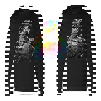 カメ カラフル Popart レインボー 爬虫類 かわいい亀 長袖Tシャツ - Kawaiitshirt