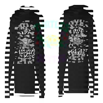 カメがすべてを良くするかわいい陸亀 長袖Tシャツ - Kawaiitshirt