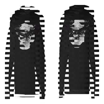 カラス アニマルプリント 動物好き カラス デザイン 動物 月 長袖Tシャツ - Kawaiitshirt