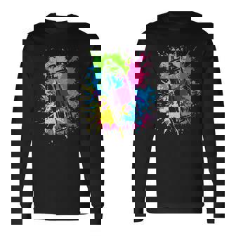 カラフル グラフィティグラフィックスプレーペンキの缶ストリートアートアーティスト 長袖Tシャツ - Kawaiitshirt