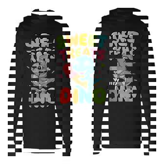 カラフル スイート おやつ 恐竜 かわいい 恐竜 デザート アイスクリーム 長袖Tシャツ - Kawaiitshirt