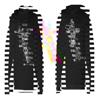 カラフルなキリン愛動物愛キリン 長袖Tシャツ - Kawaiitshirt