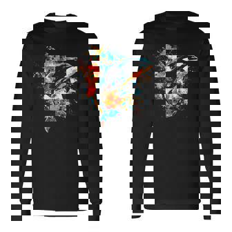 カラフルなシャチ 長袖Tシャツ - Kawaiitshirt