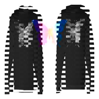 カラフルなシルエット抽象的な水彩蝶 長袖Tシャツ - Kawaiitshirt