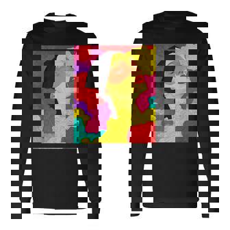 カラフルなドリームスケープ – シュールな顔と抽象的な波 長袖Tシャツ - Kawaiitshirt