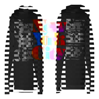 カラフルなニューヨークシティファッショングラフィックtシャツ、ニューヨーク市 長袖Tシャツ - Kawaiitshirt