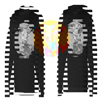 カラフルなヤギ 長袖Tシャツ - Kawaiitshirt