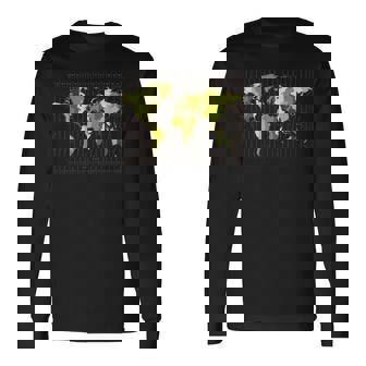 カラフルな地図 地球 タイムゾーン 国 大陸 地理 長袖Tシャツ - Kawaiitshirt