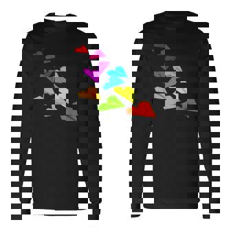 カラフルな紙飛行機デザイン 飛行機愛好家向け 長袖Tシャツ - Kawaiitshirt