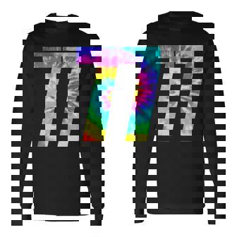 カラフルな絞り染め 77歳の誕生日または77番のチームイベント 長袖Tシャツ - Kawaiitshirt