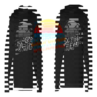 カリフォルニア ドリーミング サンセット ヤシの木 街並み 長袖Tシャツ - Kawaiitshirt