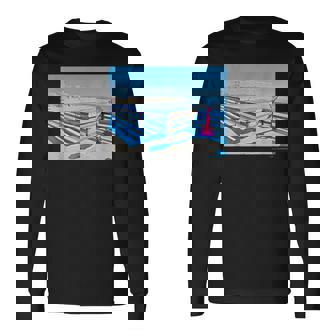 カリフォルニアの桟橋からのカラフルな海の景色 長袖Tシャツ - Kawaiitshirt