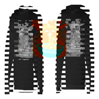 カワイイ ラーメンタヌキ妖怪 オタク アニメ 漫画 長袖Tシャツ - Kawaiitshirt