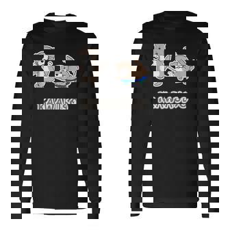 カワウソくん『スケボー』コツメカワウソ ゆるくて かわいい キャラクター イラスト 長袖Tシャツ - Kawaiitshirt