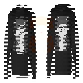 カワウソの赤ちゃん 動物 かわいい シンプルな小さなカワウソ 長袖Tシャツ - Kawaiitshirt