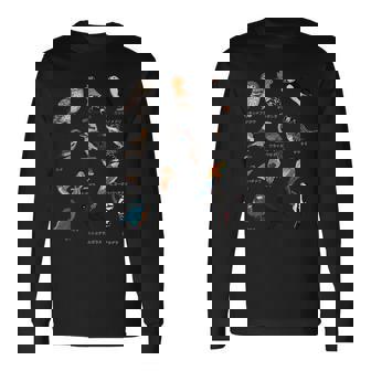 カワセミ ヒゲガラ ニシツノメドリ 鳥 動物 図 バードウォッチング 贈り物 鳥類学者 生物学者 自然科学 長袖Tシャツ - Kawaiitshirt