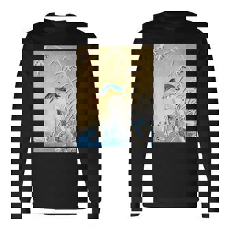 カワセミ 鳥 動物 ヴィンテージ 和 浮世絵 自然 江戸 長袖Tシャツ - Kawaiitshirt