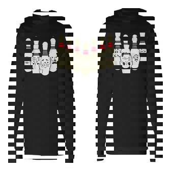 カートゥーン ボウリング 面白い 怖い ボウリング 長袖Tシャツ - Kawaiitshirt