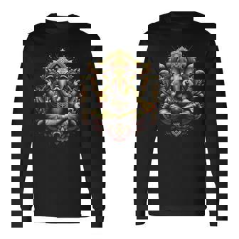 ガネーシュ ヨガ ヒンドゥー教 象 神 ガネーシャ プージャ ナマステ 長袖Tシャツ - Kawaiitshirt