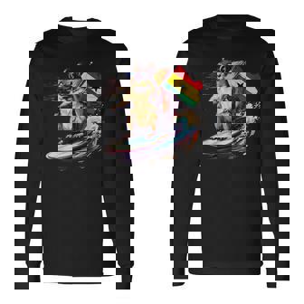 ガーナ プライド サーフィン リス ガーナのルーツ ガーナ国旗 長袖Tシャツ - Kawaiitshirt