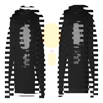 キウイフルーツバルーンで飛ぶ2羽のキウイ鳥。 長袖Tシャツ - Kawaiitshirt