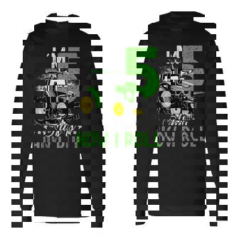 キッズ I Am 5 This Is How I Roll One Years Old Tractor 5歳の誕生日 長袖Tシャツ - Kawaiitshirt