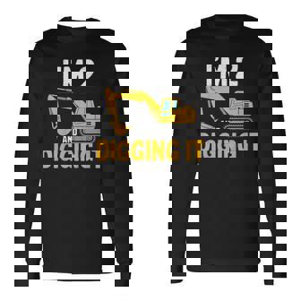 キッズ I'm 2 And Digging It 男の子向けのかわいいショベルデザイン 長袖Tシャツ - Kawaiitshirt