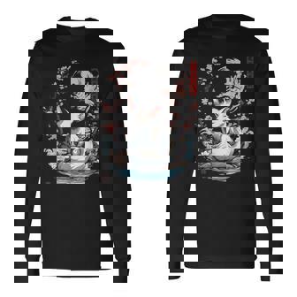 キツネ 妖怪 白狐 幽霊 浮世絵 ヴィンテージ 長袖Tシャツ - Kawaiitshirt