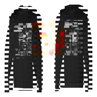 キノコ 幾何学 アート イラスト グラフィック キノコ 長袖Tシャツ - Kawaiitshirt