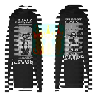 キャティチュード55歳 55歳の誕生日 猫好き 55歳 長袖Tシャツ - Kawaiitshirt