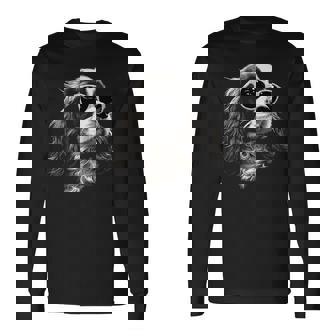 キャバリア・キング・チャールズ・スパニエル犬とサングラス 長袖Tシャツ - Kawaiitshirt