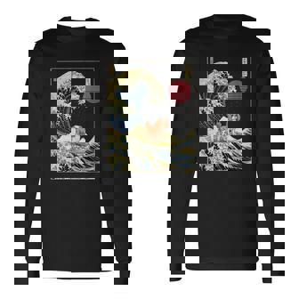 キャバリア王チャールズ・スパニエル 日本神奈川波 面白い 長袖Tシャツ - Kawaiitshirt