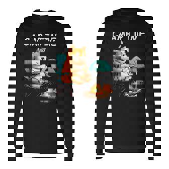 キャンプ Camp Time アウトドア 焚火 おもしろ 犬 柴犬好き 柴犬 名言 文字 面白い ふざけた ネタ 長袖Tシャツ - Kawaiitshirt