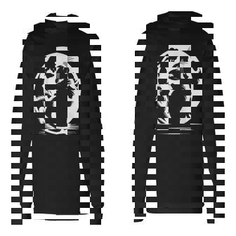 キュートで面白いチンチラが月に吠える 長袖Tシャツ - Kawaiitshirt