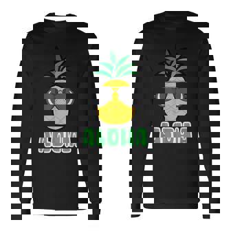 キュートなアロハパイナップルサングラス ハワイアンティキ 長袖Tシャツ - Kawaiitshirt
