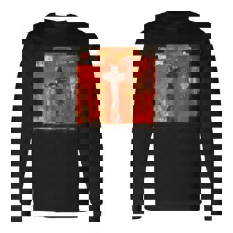 キリスト教のメッセージ イエス 十字架 愛 グラフィティ アート 絵画 長袖Tシャツ - Kawaiitshirt