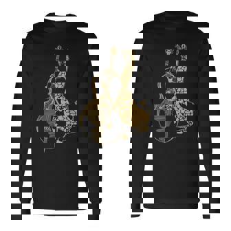 キリン 演奏 チェロ おもしろい 動物 チェリスト ロック ミュージシャン アート 長袖Tシャツ - Kawaiitshirt