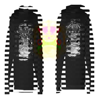 キングクイーン カエル ヒキガエル プリンセス 両生類 動物 カエル好き 長袖Tシャツ - Kawaiitshirt