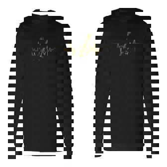 ギタリストのためのアコースティックギターハートビートデザインのクールな引用 長袖Tシャツ - Kawaiitshirt