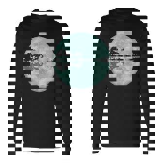 ギター 湖 反射 月 ギター ミュージシャン 長袖Tシャツ - Kawaiitshirt