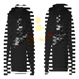 ギター 面白tシャツ モナリザ おもしろ ギタリスト 服 音楽 メンズ キッズ ネタ 服 軽音 楽器 エレキ 長袖Tシャツ - Kawaiitshirt