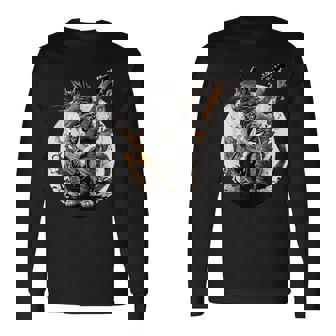 ギターを持った猫 ロックミュージックキャット ヘヴィメタルキャット 長袖Tシャツ - Kawaiitshirt