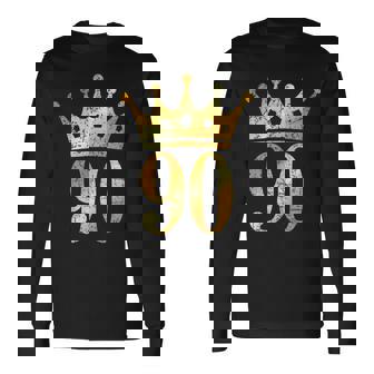 クラウン ナンバー90 ヴィンテージゴールデンイエロー 90歳の誕生日 長袖Tシャツ - Kawaiitshirt