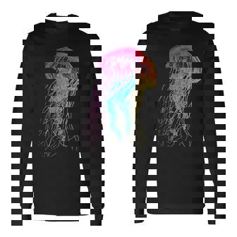 クラゲ カラフル ファンタジー 動物 アート グラフィック クラゲ 長袖Tシャツ - Kawaiitshirt