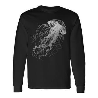 クラゲ 動物 モチーフ イラスト クラゲ 長袖Tシャツ - Kawaiitshirt